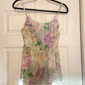 Never Worn: Ruffle Printed Fully Lined Tank Top